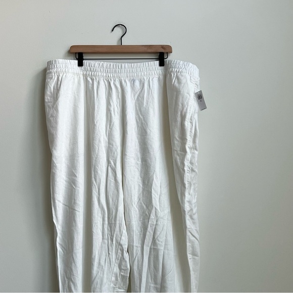 New Old Navy High Rise Linen Blend Straight Pants Comfort  XXL TALL White Beach - Picture 6 of 14
